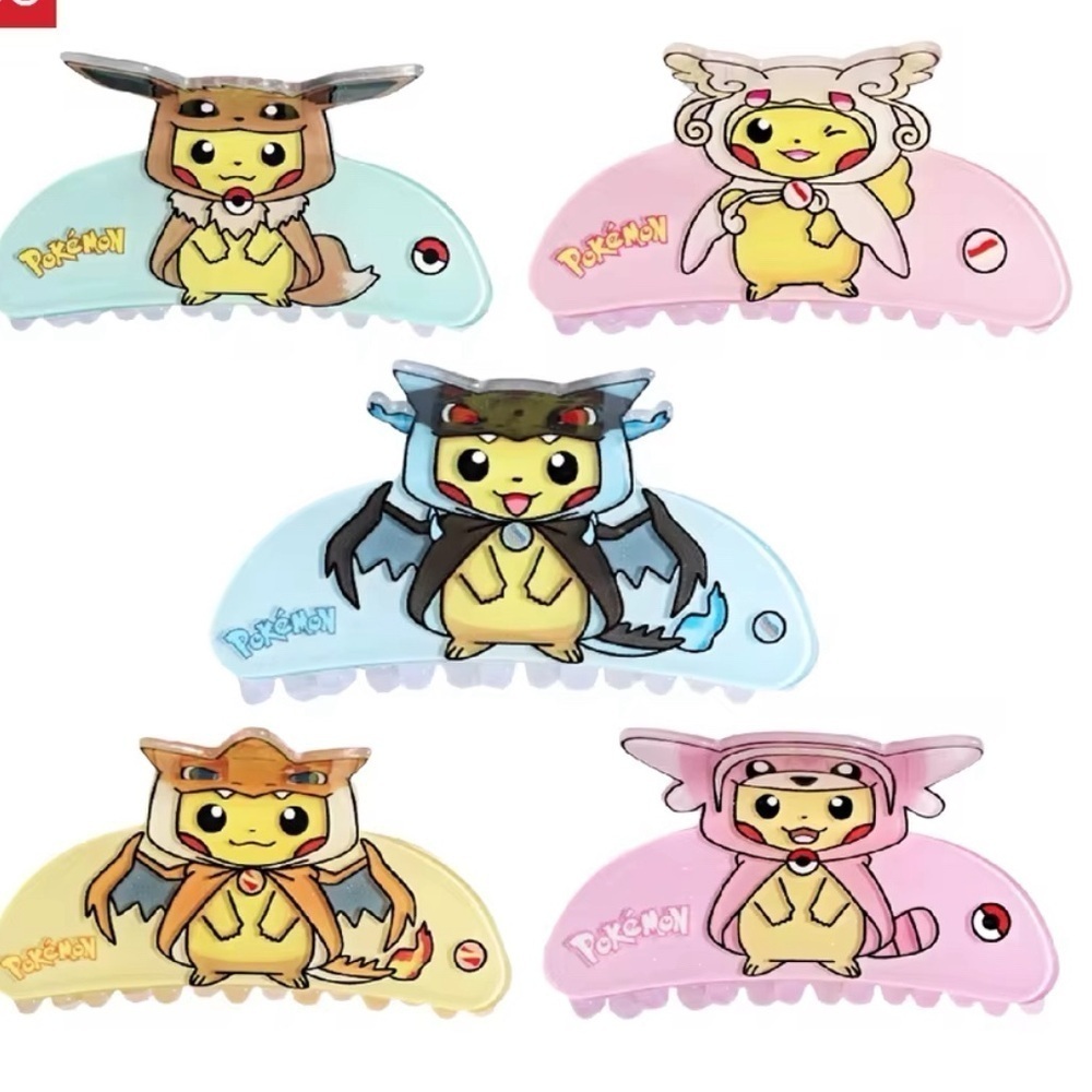 3 For $35 Pokemon Eevee Suit Pikachu Hair Claw Acrylic Acetate Hair Clip - Picture 2 of 3
